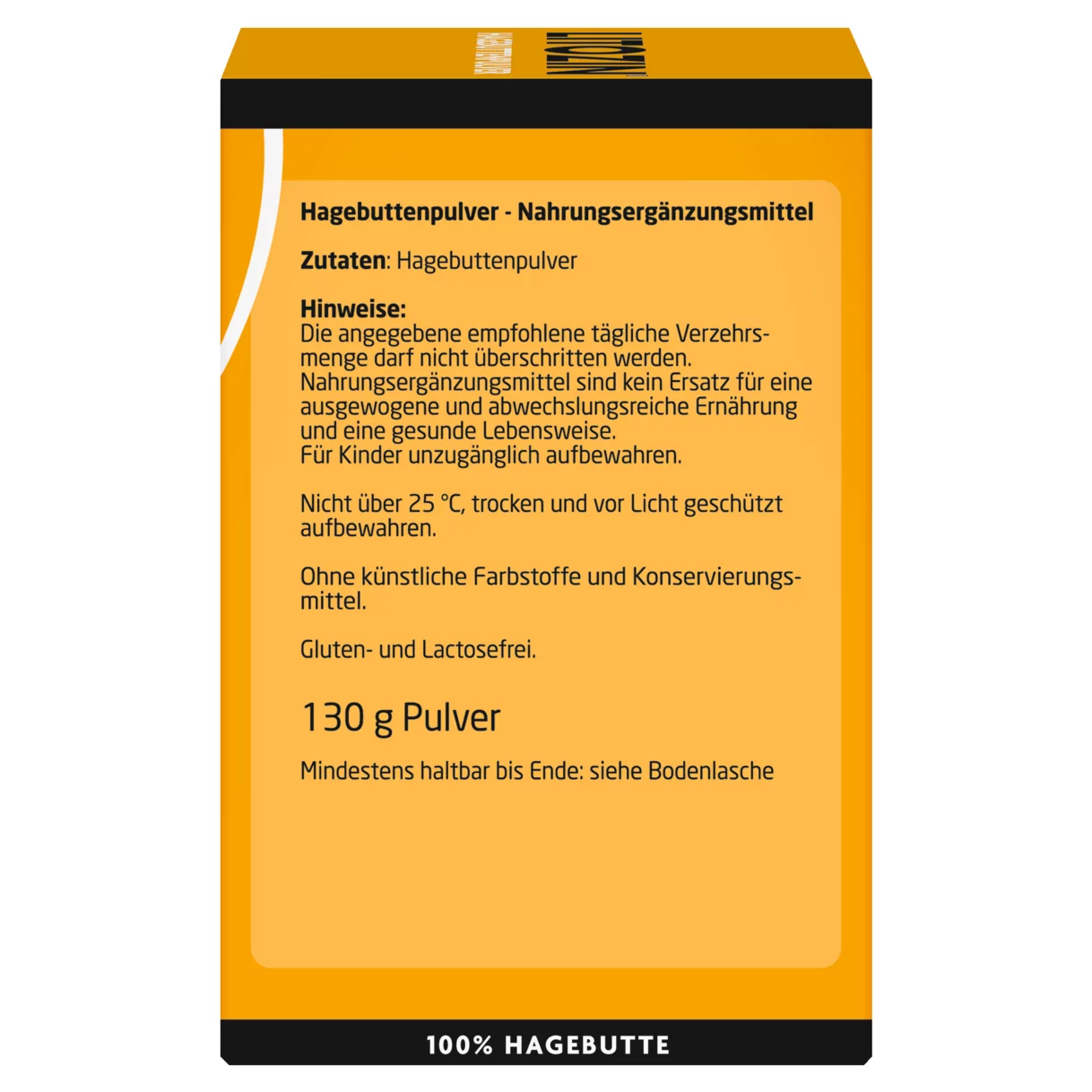 Hagebuttenpulver Seitenansicht rechts